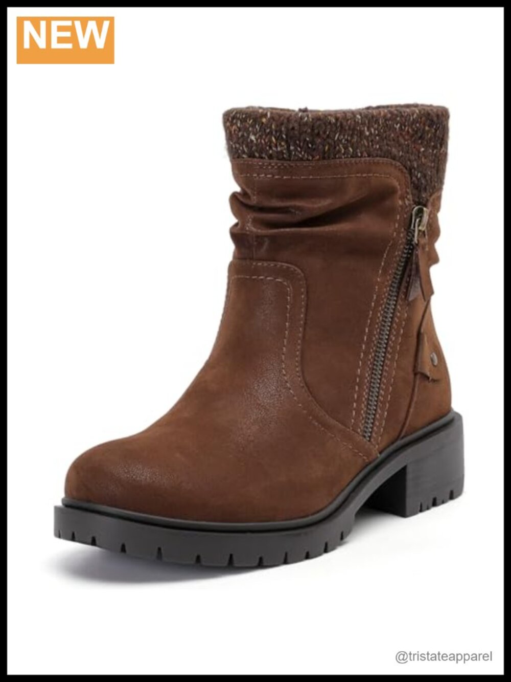 Wide Width Ankle Boots Low Heel Side Zipper Micro Fabric Suede Vegan Round Toe